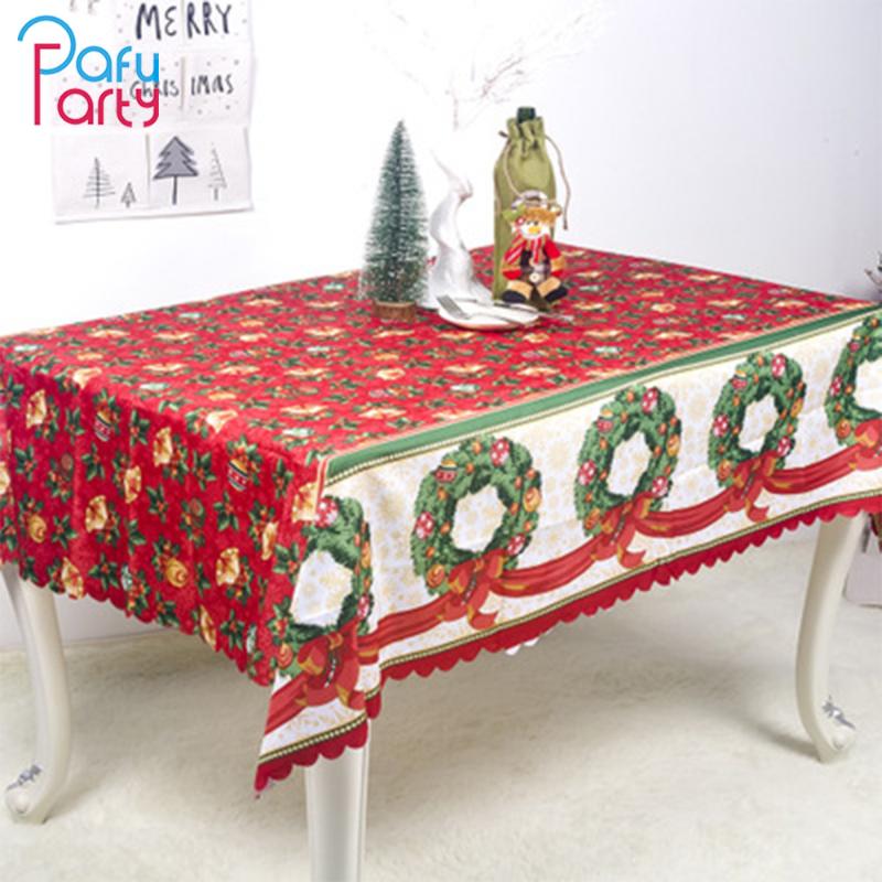 

1pcs 150*180cm Christmas Table cloth Dinner Party New Year Printed Rectangle PVC Tablecloth Christmas Table Cover Decorations