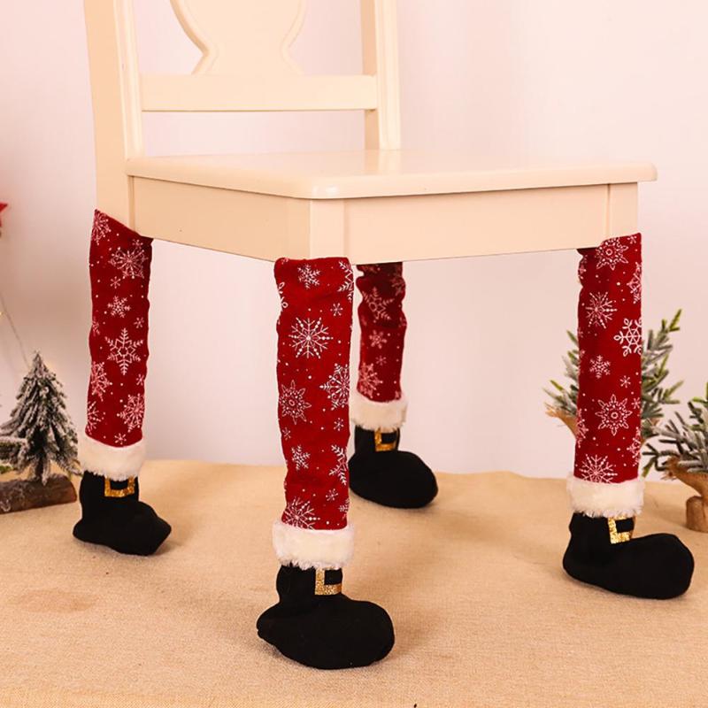 

New 4pcs Chair Corner Protect Cover For Christmas Santa Claus Home Dining Living Room Chair Cover Cushion Home Decoration *P