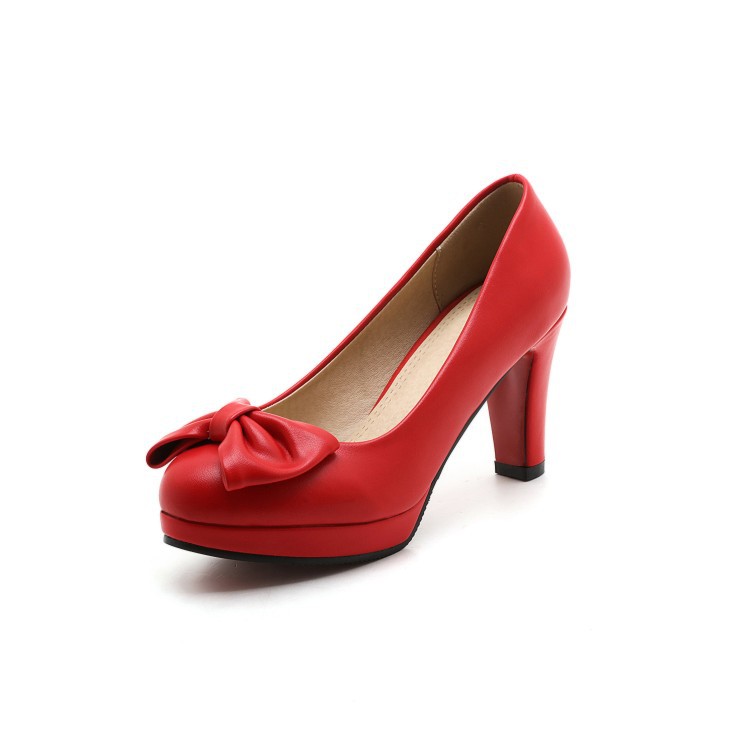 

The new age season 2020 fashionable high and thick with bowknot size 32-43 shoe tide 1213 yards, Red