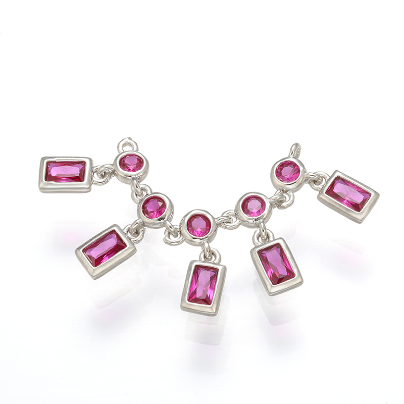 

Chokers ZHUKOU 14x37mm Brass Cubic Zirconia Purple Rectangle Crystal Necklace Chain For Bracelet Jewelry Accessories Making Model:VL26