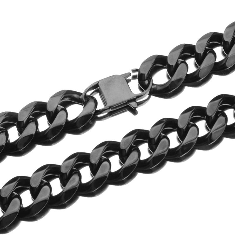 

Chains 17MM Boutique Fashion Stainless Steel Black Tone Cuban Curb Chain Cool Mens Womens Necklace Or Bracelet Christmas Gift 7-40"