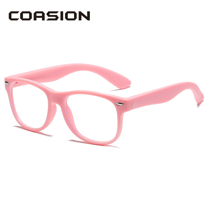 

COASION Blue Light Blocking Glasses for Kids Boys & Girls TR90 Square Flexible Frame Computer Gaming TV Glasses Age 3-15 CA505