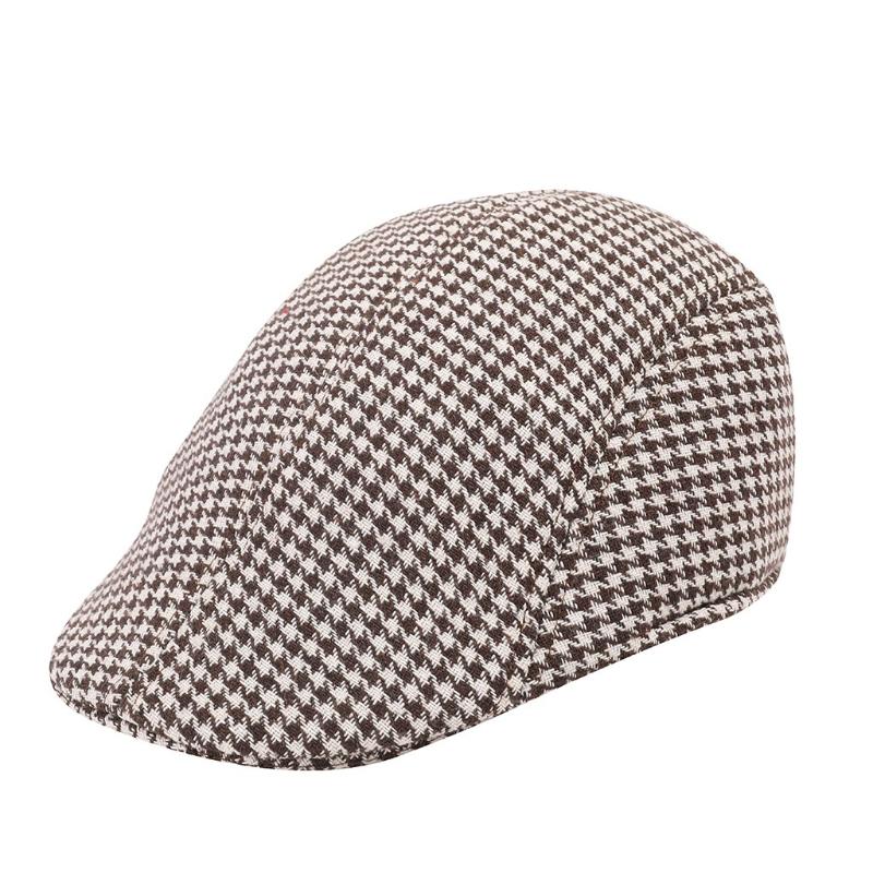 

2020 Men Beret Caps Winter Warm Soft Houndstooth Vintage Hat Casual Comfort Breathable Beret Flat Cap 5Color Bomme, Dark grey