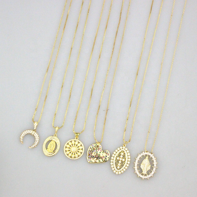 

Pendant Necklaces 16inch 10pcs/lot Delicate Cz Micro Pave Charm Necklace,cz With Fine Chain Necklace,religion Jewelry Wholesale