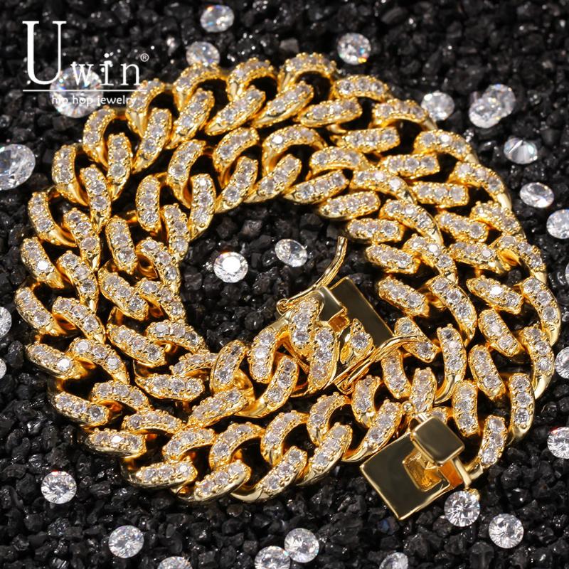 

Uwin Iced Out Cuban Chain 12mm Luxury Prong Bling Bling Full Iced Out Necklace Trendy Rock Punk Men HipHop Jewelry For Gift