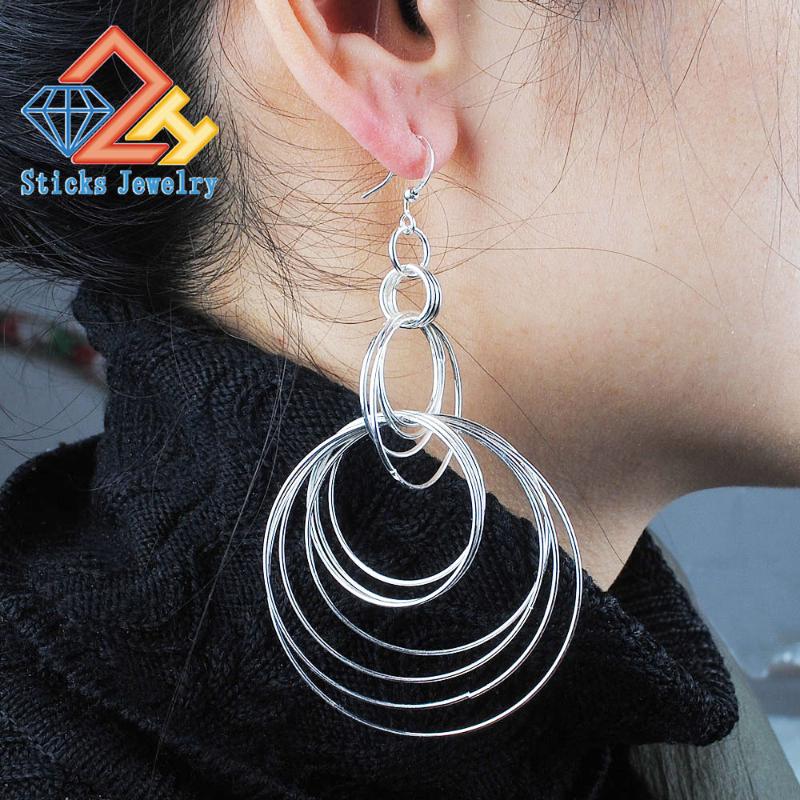 

Modern Minimalism Charm Earrings Fashion Jewelry K White Plated Hoops Big Earrings Female Fashion