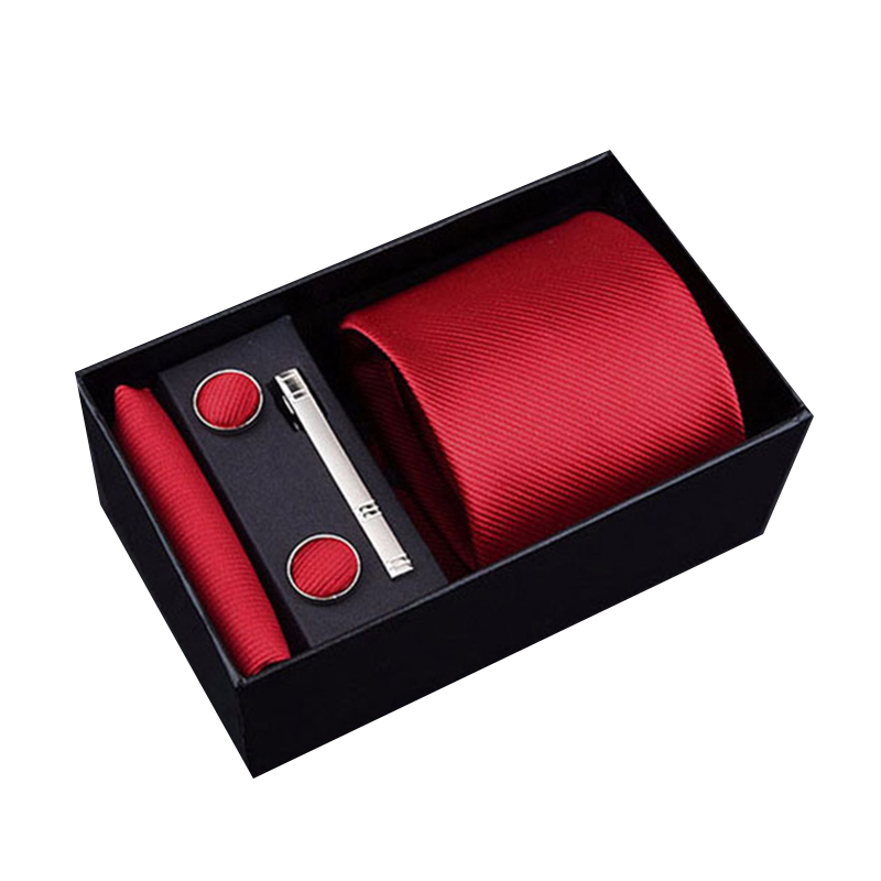 

Fashion Necktie Jacquard 8 cm 100% Silk Tie Clip Hanky Cufflinks Necktie Sets Formal Dress Accessories Wedding Gift Box Packing
