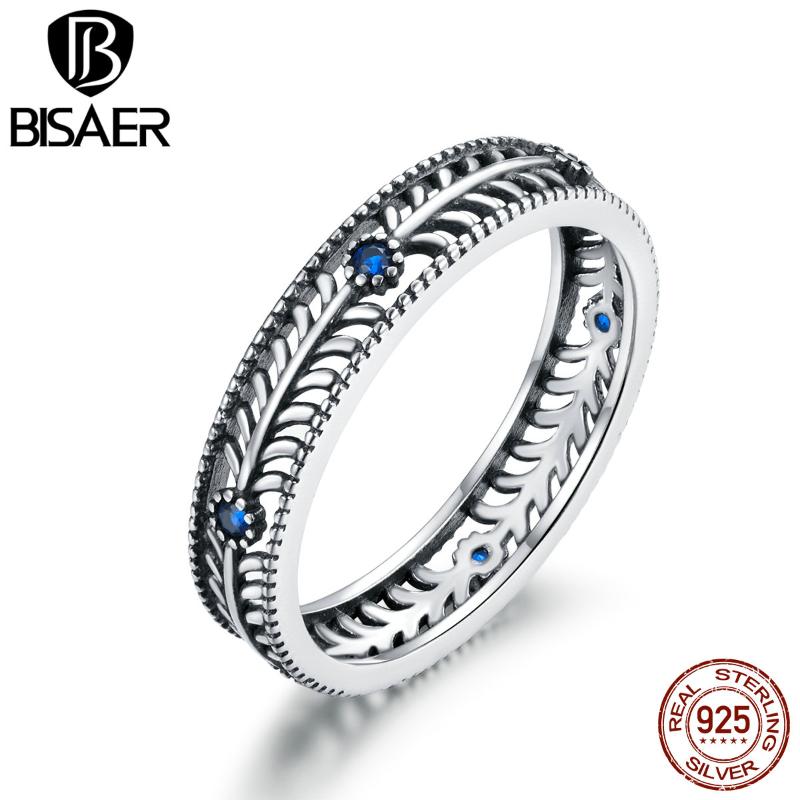 

BISAER Rings 100% 925 Sterling Silver Classical Vine Statement Finger Rings For Women Fashion Jewelry Original Design GXR660