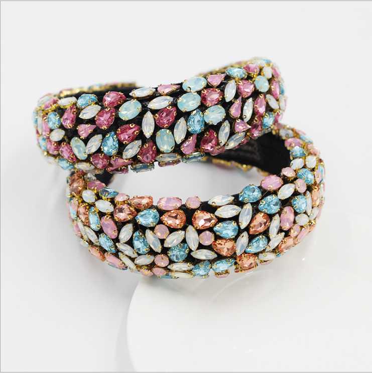 

women Baroque fashion full diamond personality prom exaggerated hairbands wide brim colored diamond fashion ladies hair access