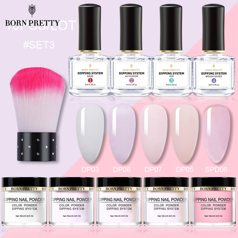 

BORN PRETTY Dipping Nail Powder Set Manicuring Design Natural Dry No Need UV Lamp Cure Nail Art Glitter Holographics Powder 10ml