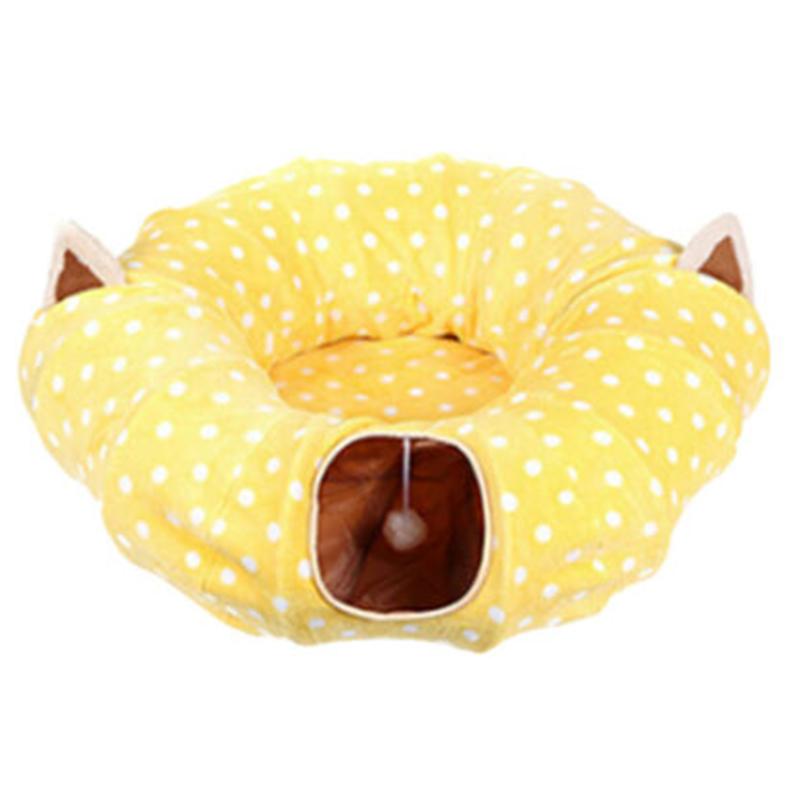

Sleeping Warm Washable Soft Cat Bed Wear Resistant. Four Seasons Universal Kittens Round Tunnel Foldable Hideout Pet Toy House