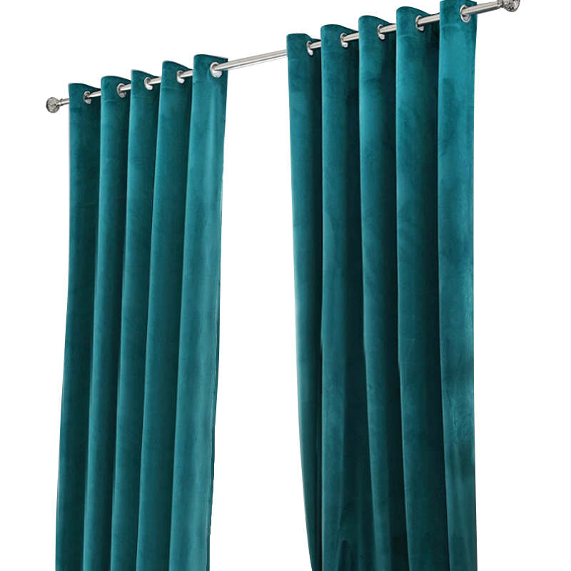 

Turquois Color Velvet Blackout Windows Curtain Drape Panel For bedroom living room Decoration Gift Packing With Ties Belts
