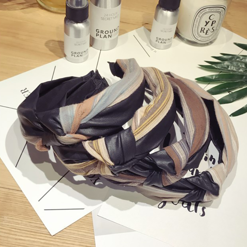 

Top Knot Hair Bow Headband Elastic Hairband for Women Hair Accessories Patchwork Color Non-slip Headband Hoop for Girls