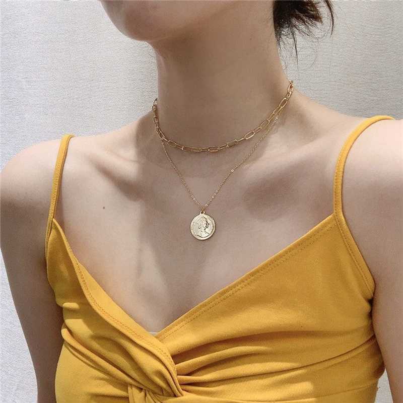 

KINFOLK Gold Layered Chain Necklaces For Women Bohemian Necklace Chains For Women Pendant Chocker Necklace Set Jewelry