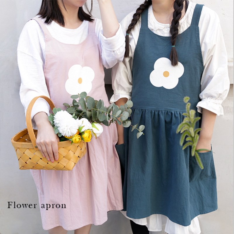 

Japanese Style Pleated Apron Pure Cotton Shop Coffee Shop Overalls 19 Korean Version Of The Princess Style Simple Thick Apron