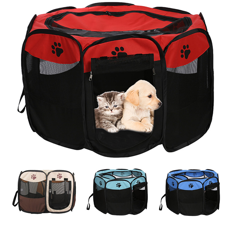 

Outdoor Dog Kennels Fences Pet Tent Houses for Large Small Dogs Cat Foldable Indoor Playpen Puppy Cats Pet Cage Delivery Room, Blue