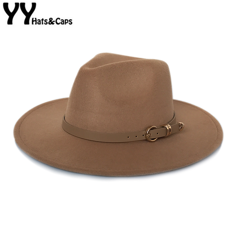 

YY Oversized Brim Felt Hat for Women Vintage Trilby Cap Autumn Winter Fedora Men Jazz Panama Cappello Donna Elegante FD19034, Armygreen felt hat