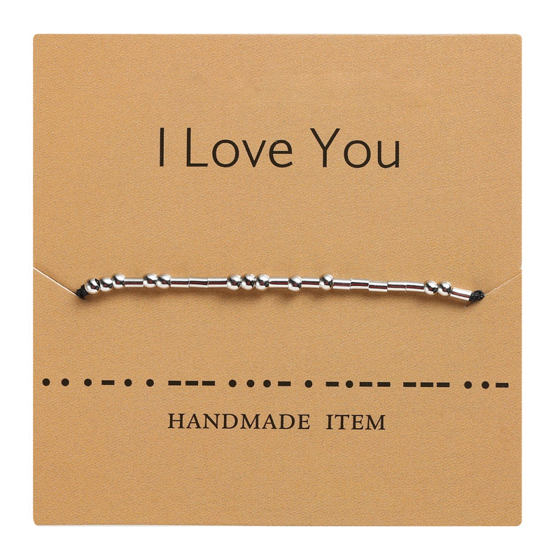 

I Love You Morse Code Bracelet Couples Matching Bracelets Adjustable Handmade Braided Black Rope Bracelet Couple Friend Jewelry