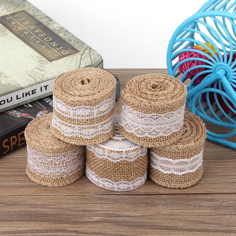 

10 Rolls Retro Style Linen Lace Edged Ribbon Wedding Party DIY Decor Accessories