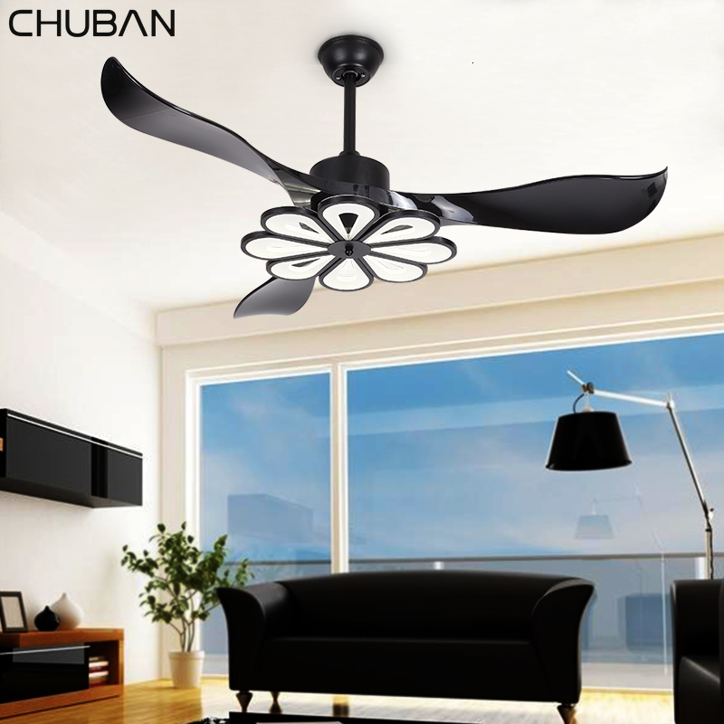 

Fashion LED Modern Ceiling Light Fan Black Ceiling Fans With Lights Home Decorative Room Fan Lamp DC Remote Control