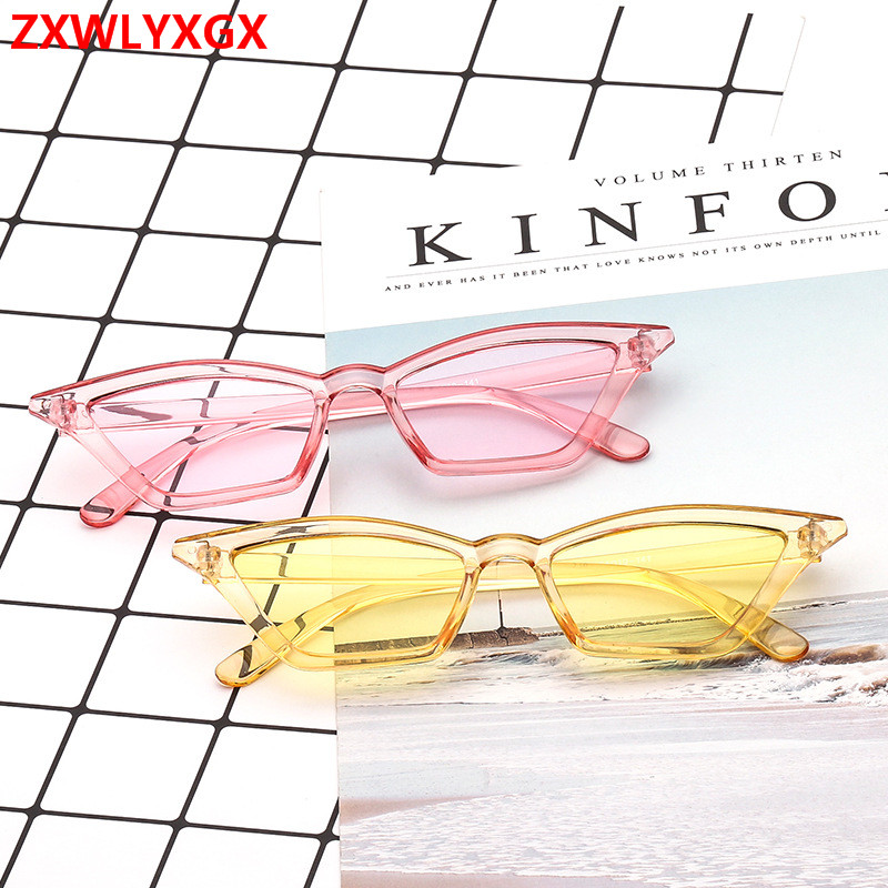 

ZXWLYXGX 2020 brand design new European and American cat eye sunglasses ladies retro sunglasses transparent box colorful glasses