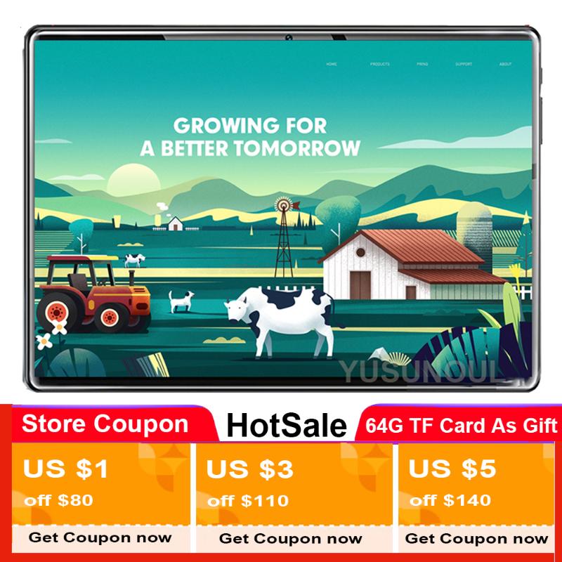 

Sales New Google Play 10 inch tablet PC Android 9.0 Quad Core 2+32GB 3G Phone Call Wifi GPS Tablet 10.1" 64G SD Card Free Gifts, Black