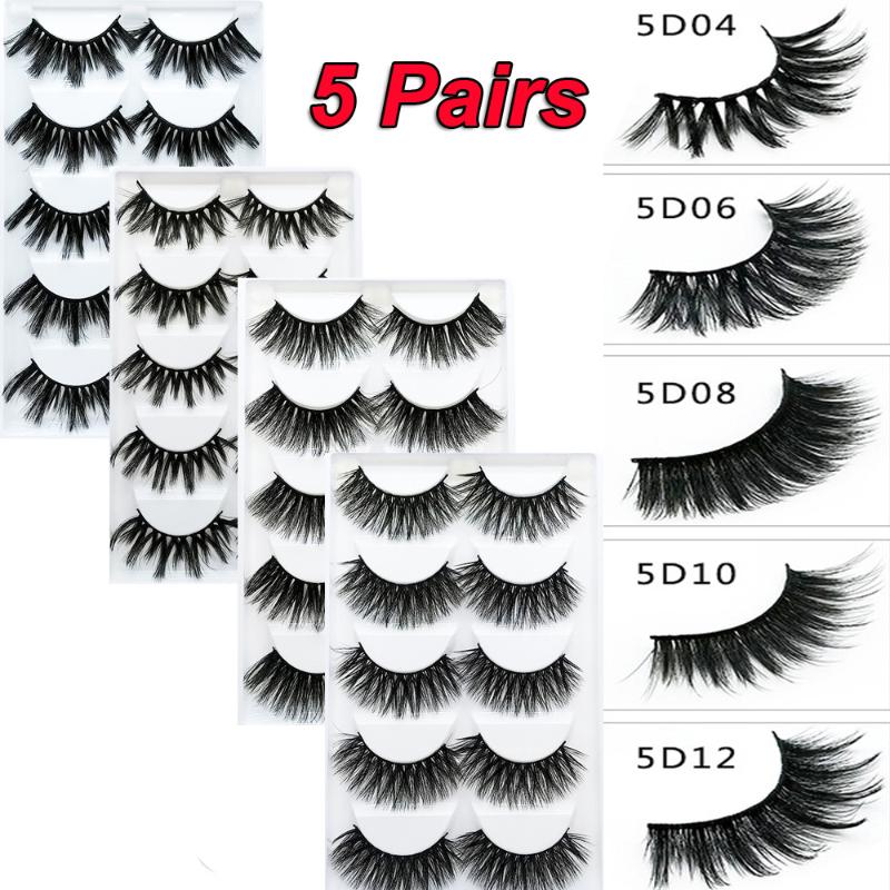 

5 Pairs 20mm 3D Mink Hair False Eyelashes Natural Thick Long Eye Lashes Wispy Crisscross Makeup Beauty Extension Tools Wimpers