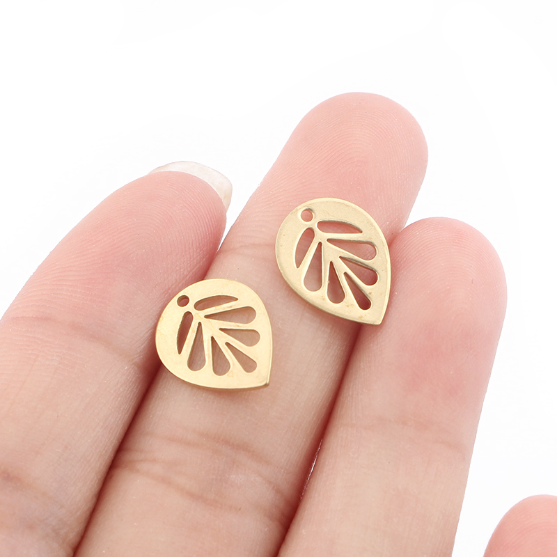 

1pack Raw Brass Elegant Open Leaf Pendant Stamping Jewelry Fashion Earring Necklace Jewelry Making Findings