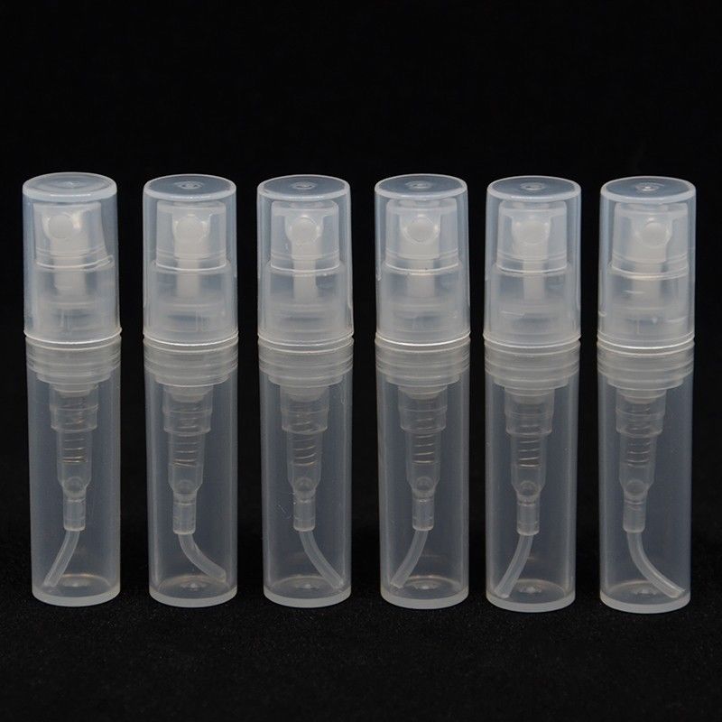 

500pcs 2ml 3ml 5ml Mini Plastic Spray Perfume Mouthwash Atomizer Clear Refillable Toner Pump Spray Empty Oil Bottle Tube Travel
