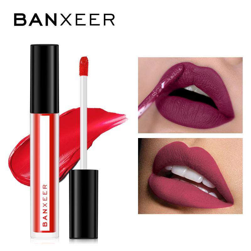 

BANXEER Lipgloss Matte 8 Colors Lip Gloss Velvety Lipstick Liquid Matte Waterproof Lip Tint Full & rich Sexy Makeup Cosmetic, 01