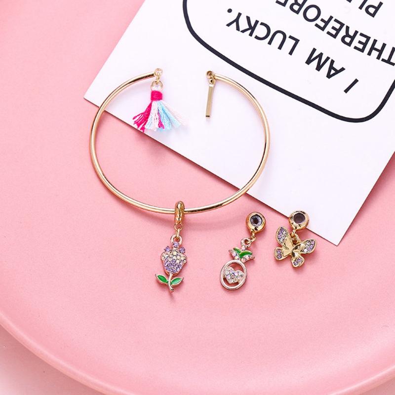 

Charm Bracelets Children's Bracelet Sweet Cartoon Rose Love Butterfly Drop Oil Alloy For Kids
