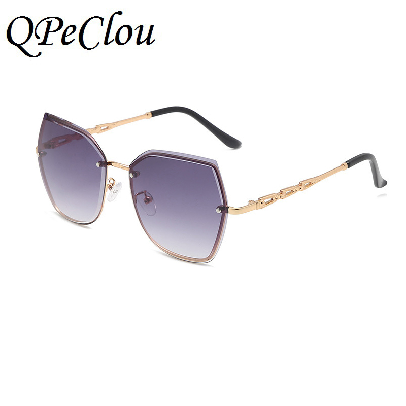 

Sunglasses QPeClou 2021 Metal Rimless Polygon Women Fashion Frameless Colorful Sun Glasses Female Brand Designer Shades