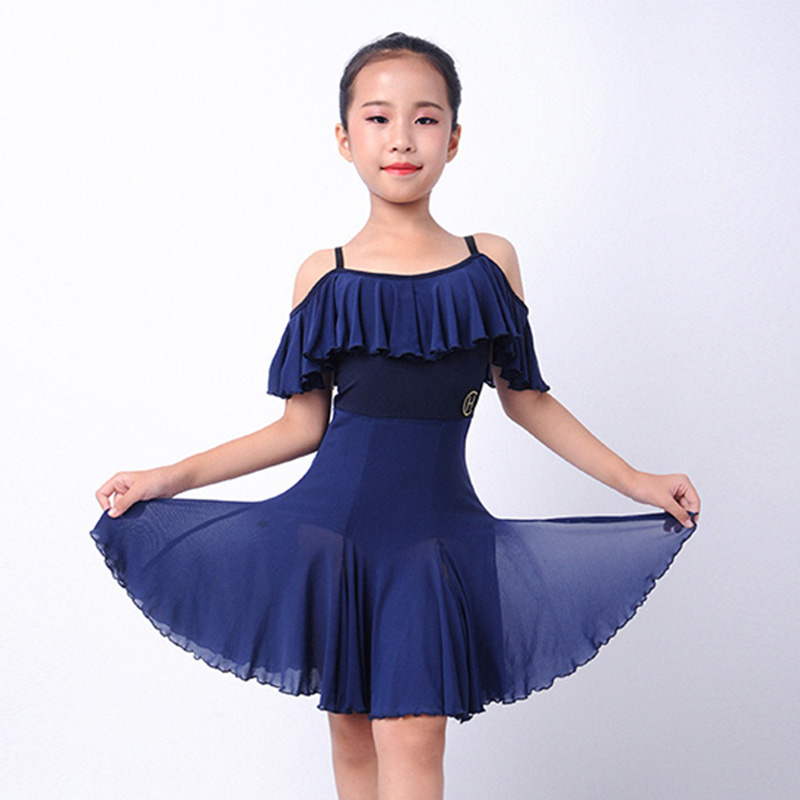 

Latin Dance Dress Children Fashion Strapless Split Dresses Girls Rumba Cha Cha Samba Tango Practice Performance Clothing DN6335, Black