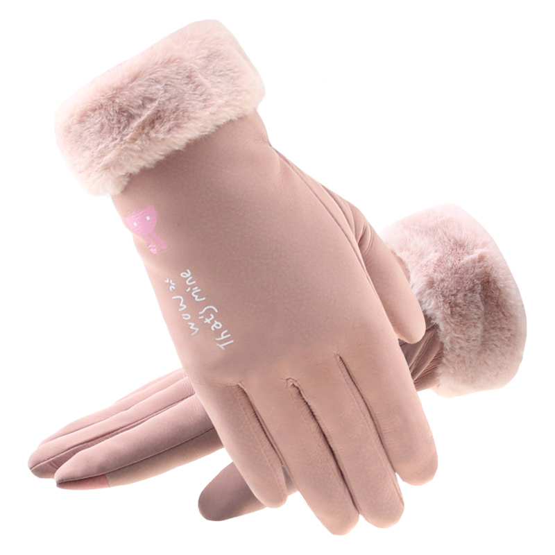 

Winter Windproof Warm Women Gloves Touch Screen Female Grey Full Finger Motorcycle Driving Gloves