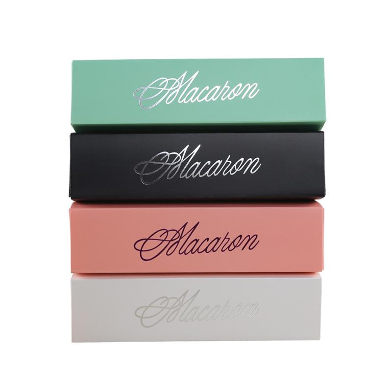 

2020 Macaron Box Cake Box Biscuit Muffin Box 20.3*5.3*5.3cm Black Blue Green White 4 Color