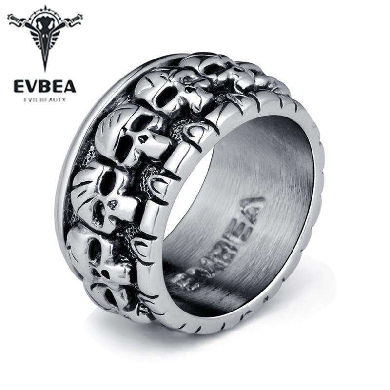 

EVBEA Hiphop Rock Roll Titanium Steel Gothic Punk Kpop Skulls Big Rotating Bikers Bible Rings Mens & Boys' Jewelry Ankle Rings