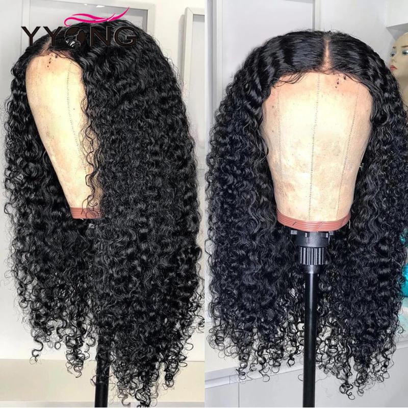

Yyong Hair 13x6 T Part Transparent hd Lace Frontal Human Hair Wigs Remy Brazilian Kinky Curly Human Lace Front Wig 120%, Hd transparent lace