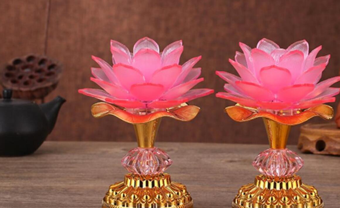 

7Color for Lotus Flower Lamp Buddhist Prayer Lamps 52 Buddhist Songs Buddha Music Machine LED Color Changing Buddha Temple Light