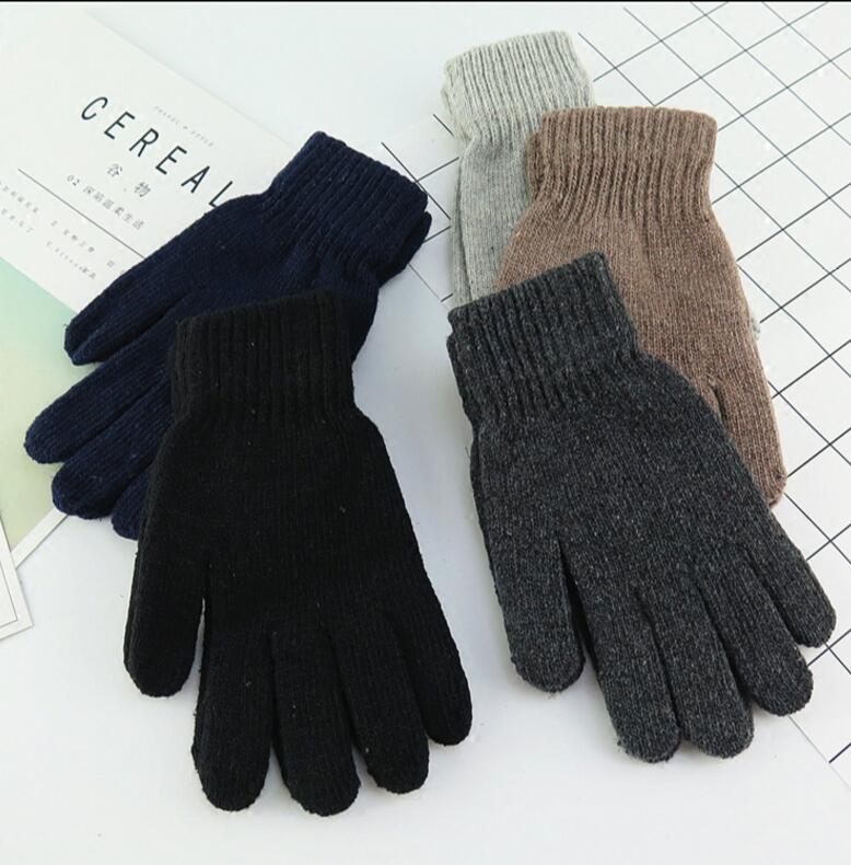 

Autumn and Winter men's fashion solid color knitted gloves male thicken thermal warm black wool knitted gloves mittens