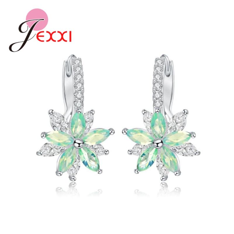 

Top Quality Zircon Drop Earrings for Women Gifts 925 Sterling Silver Summer Flower Design Ladies Fashion Jewelry 4 Colors