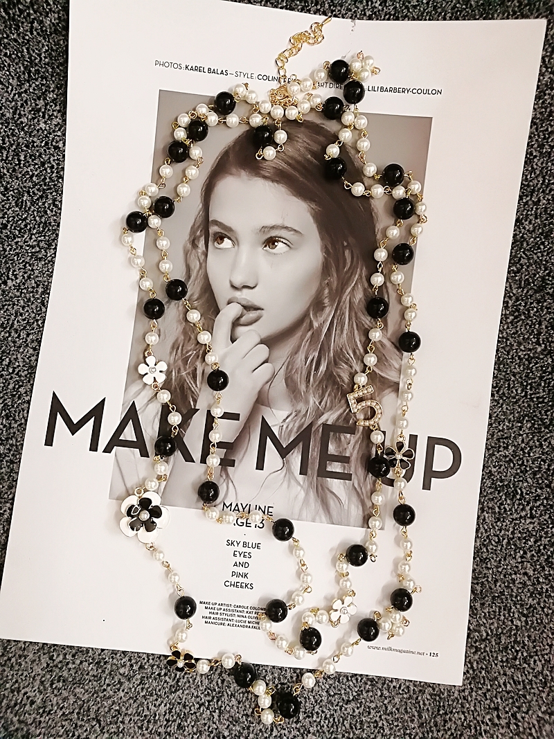 

women long pendants layered pearl necklace collares de moda 2020 letter No 5 flower party jewelry MX200810, Silver