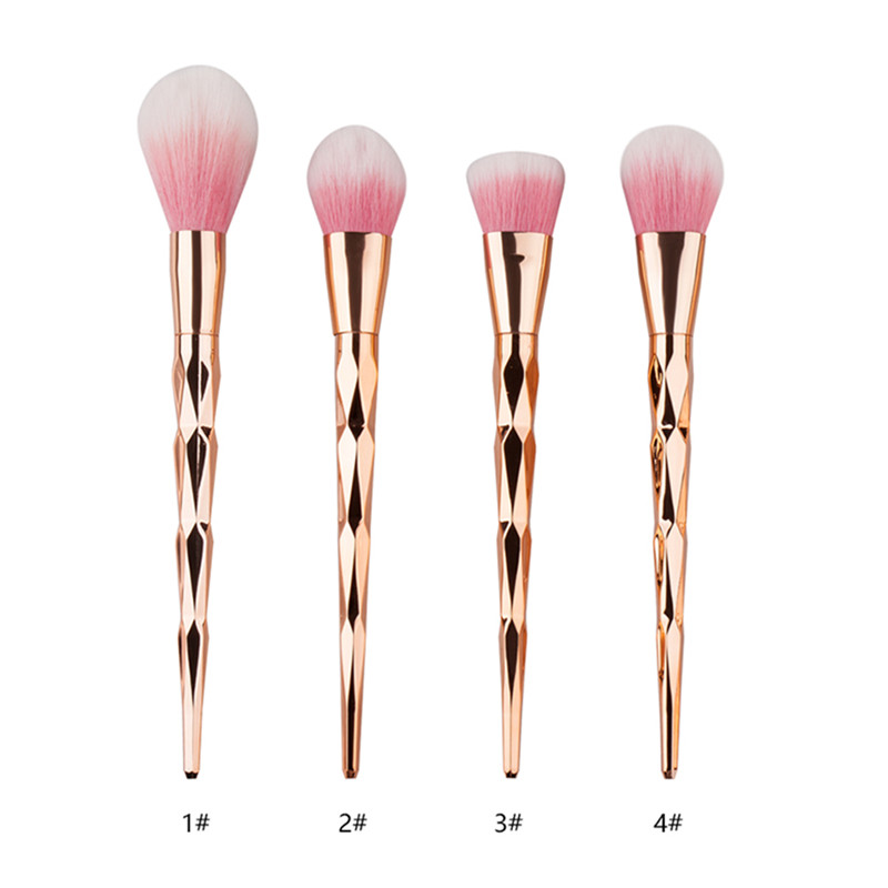 

1Pcs/Set Brand Women Beauty Diamond Rose Gold Makeup Powder Foundation Blush Cosmetics Cheek Contour Brush Tool Party Gift