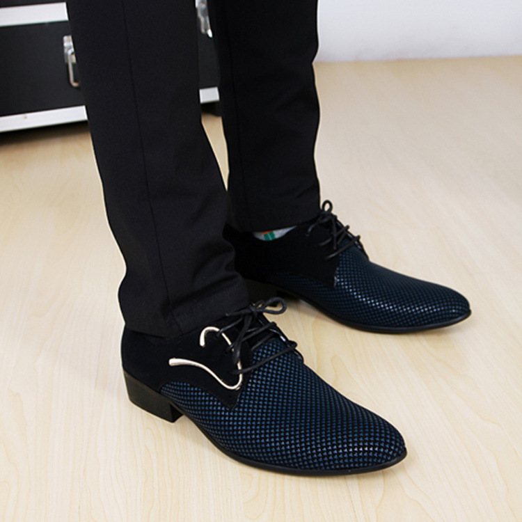 

Men Dress Shoes Fashion Pointed Toe Wedding Shoes Mens Oxfords Lace Up Formal Business Wedding Office Comfort Men, Black blue