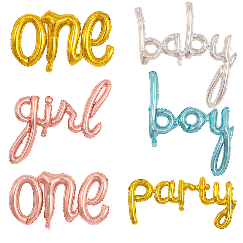 

Rose Gold Silver Ligature One Baby Boy Girl Letter Foil Balloons Kids 1st Birthday Party Decor Baby Shower Decoration Balloon