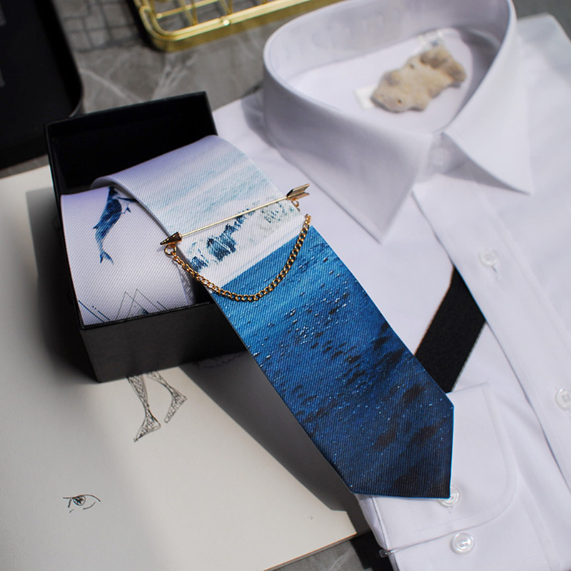 

Neck Ties Men Tie 7CM Blue Fashion Boy Original Design Brand Handmade Silk For Wedding Party Business 2021 Arrival