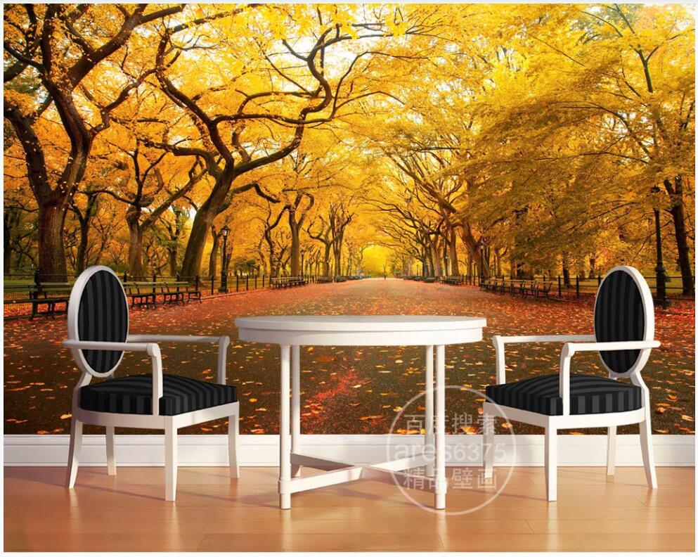 

Custom mural photo wallpaper 3d Modern landscape yellow wooded trail home decor living room wallpaper for walls 3 d in the bedroom, Non-woven wallpaper