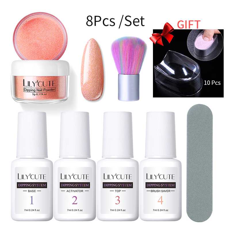 

LILYCUTE 8Pcs/Set Dipping Nail Glitter Powder Kits French Nail Powder Gradient Colorful Natural Dry Pigment