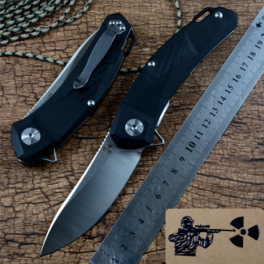 

Jungle edge JK3217GB flipper folding knife D2 blade G10 handle ball bearing washer outdoor camping hunting pocket knife EDC tools with case