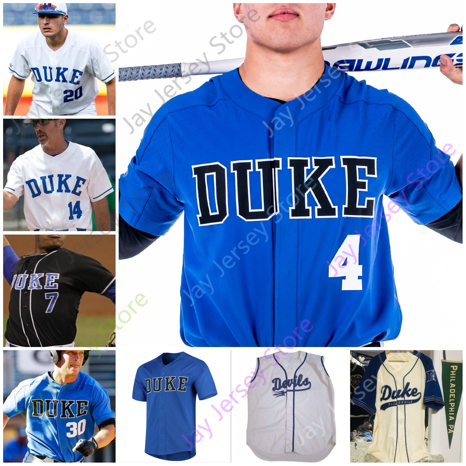 

Duke Baseball Jersey NCAA College Marcus Stroman Michael Rothenberg 20 Matt Mervis 36 Joey Loperfido 31 Cooper Stinson 28 Bryce Jarvis, Blue