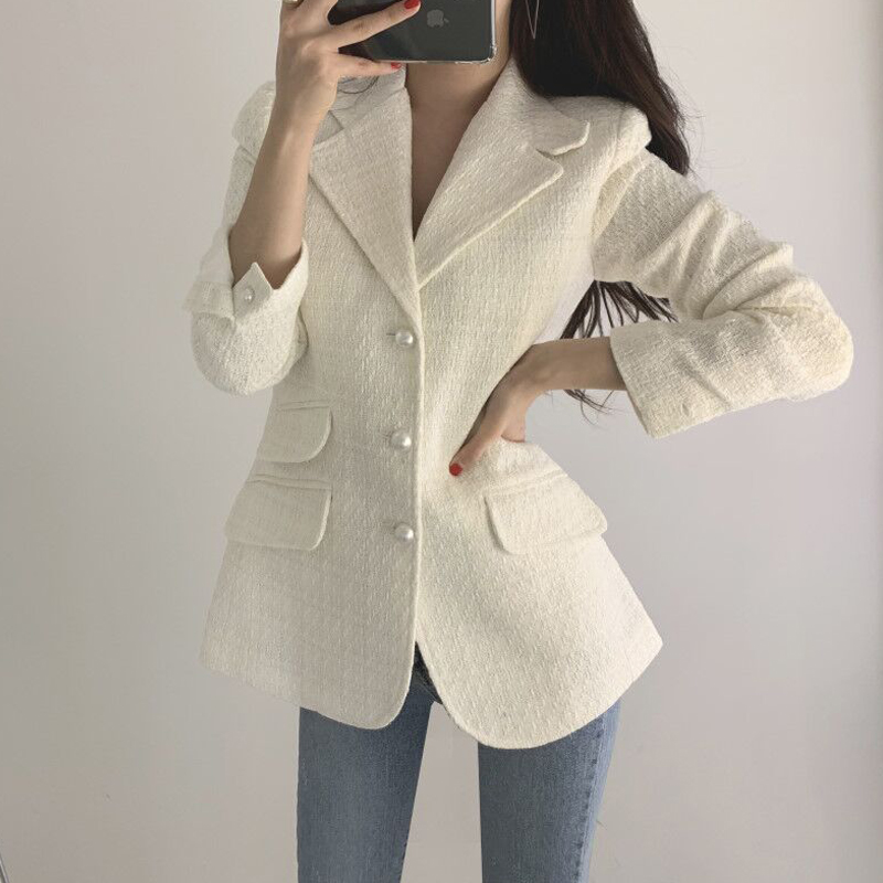 

Vintage Tweed Plaid Blazer Women Buttons Single Breast Office Ladies Blazer Jackets Autumn Winter Work Wear Female Coats, Yellow plaid